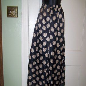 Shein Pants wide Leg L Leaf Print Comfy Blue